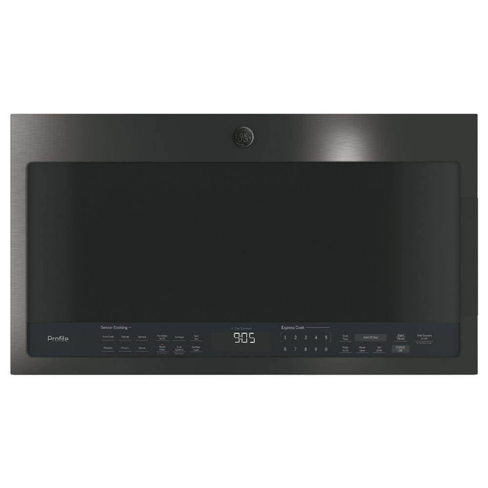GE Profile Series - GE Profile 2.1 Cu. Ft. Over-the-Range Sensor Microwave Oven - Fingerprint Resistant Black Stainless