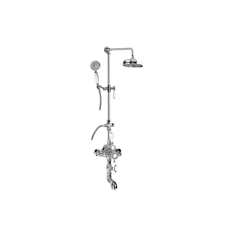 Graff - Adley Exposed Thermostatic Tub and Shower System w/Handshower (Rough and Trim) - Architectural White
