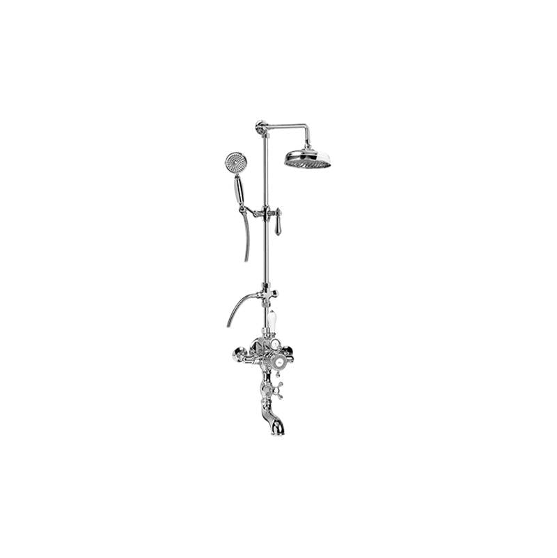 Graff - Adley Traditional Exposed Thermostatic Tub and Shower System - w/Metal Handshower Handle - Architectural White