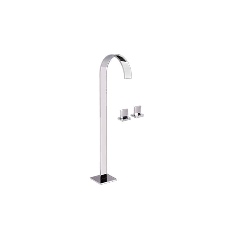 Graff - Sade Floor-Mounted Vessel Filler w/Deck-Mounted Handles - Architectural White
