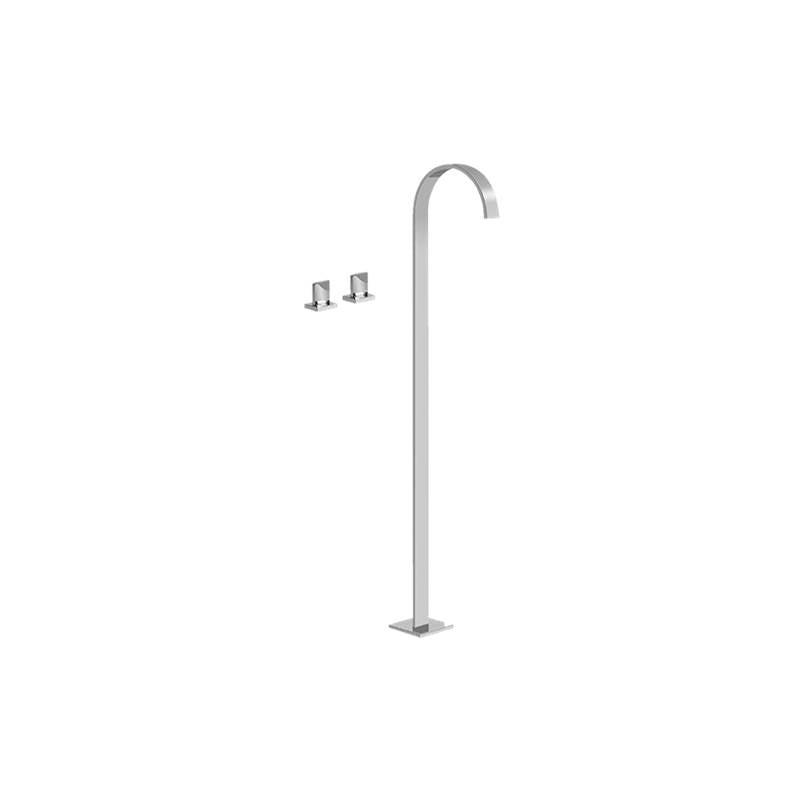 Graff - Sade Floor-Mounted Tub Filler w/Deck-Mounted Handles - Matte Black