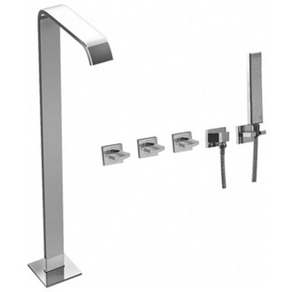 Graff - Targa Floor-Mounted Tub Filler w/Wall-Mounted Handshower & Diverter - Matte Black