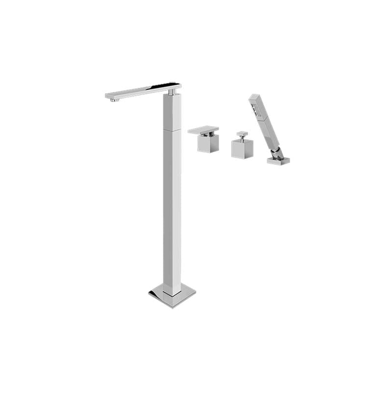 Graff - Solar Floor-Mounted Tub Filler w/Deck Mounted Handshower & Diverter - Architectural White