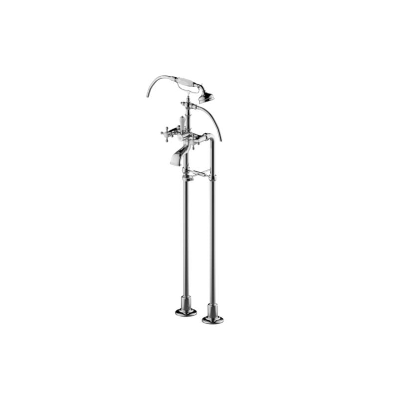Graff - Adley Exposed Floor-Mounted Tub Filler w/Handshower Set - Architectural White