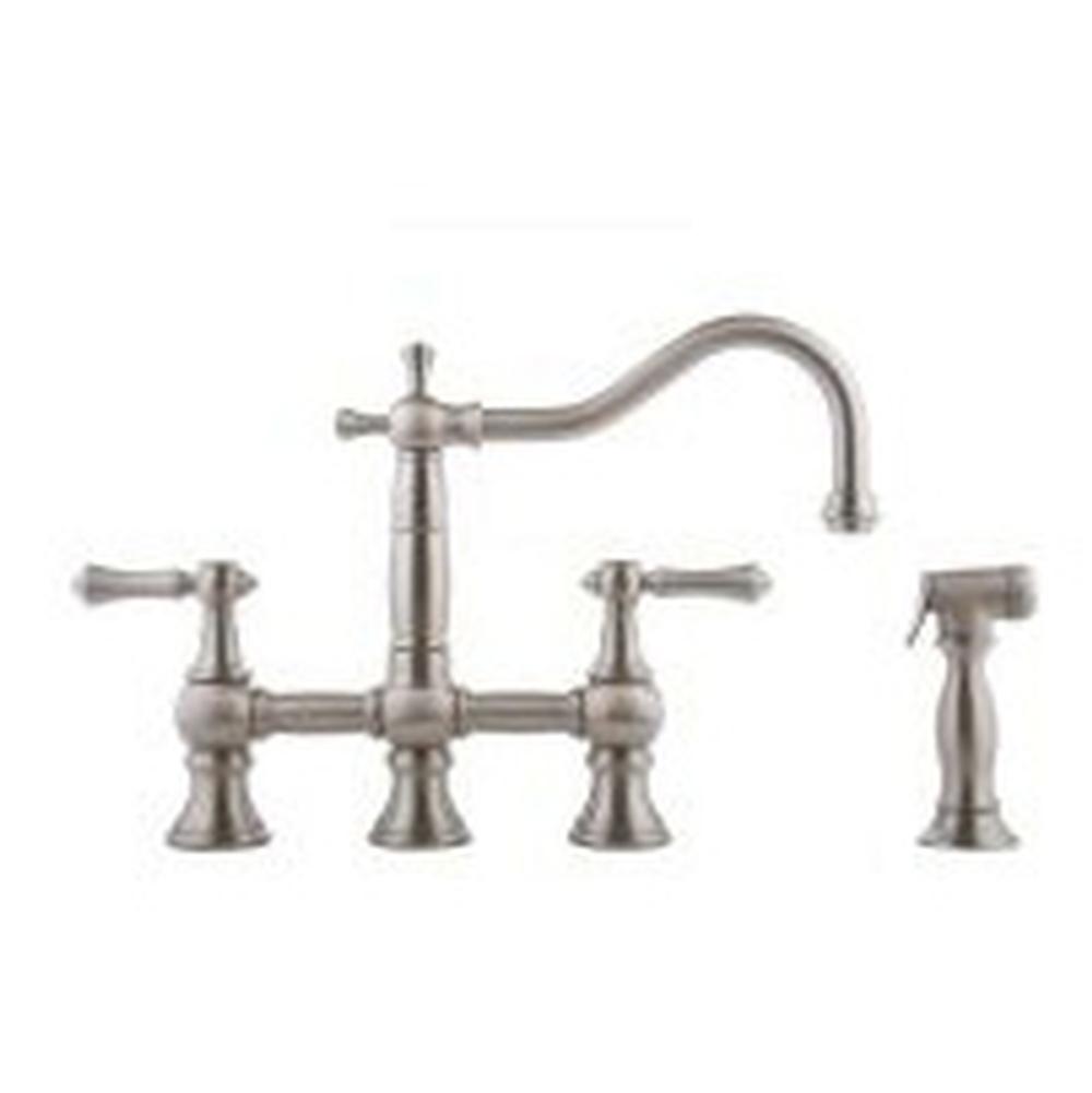 Graff - Bridge Kitchen Faucet with Side Spray - Steelnox Satin Nickel