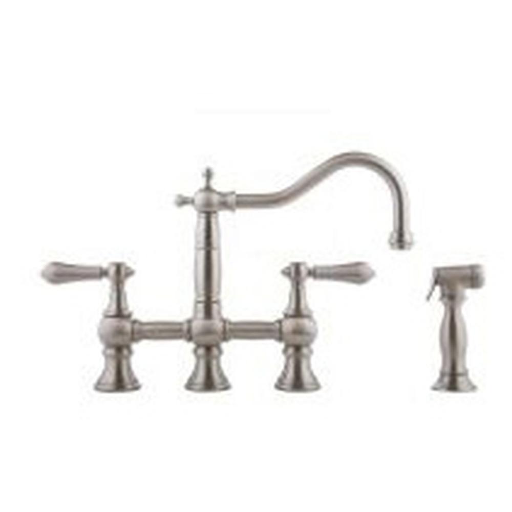 Graff - Bridge Kitchen Faucet with Side Spray - Steelnox Satin Nickel
