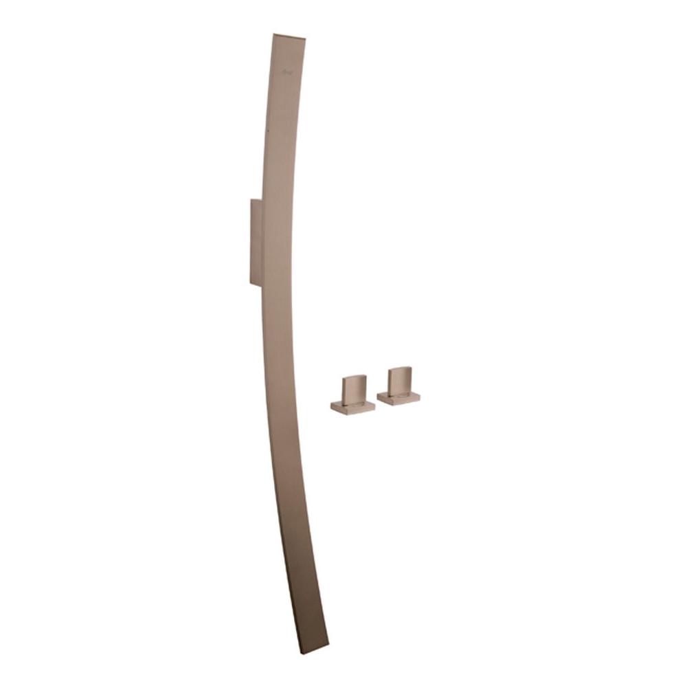 Graff - Luna Wall-Mounted Tub Filler w/Deck-Mounted Handles & Handshower Set - Steelnox Satin Nickel