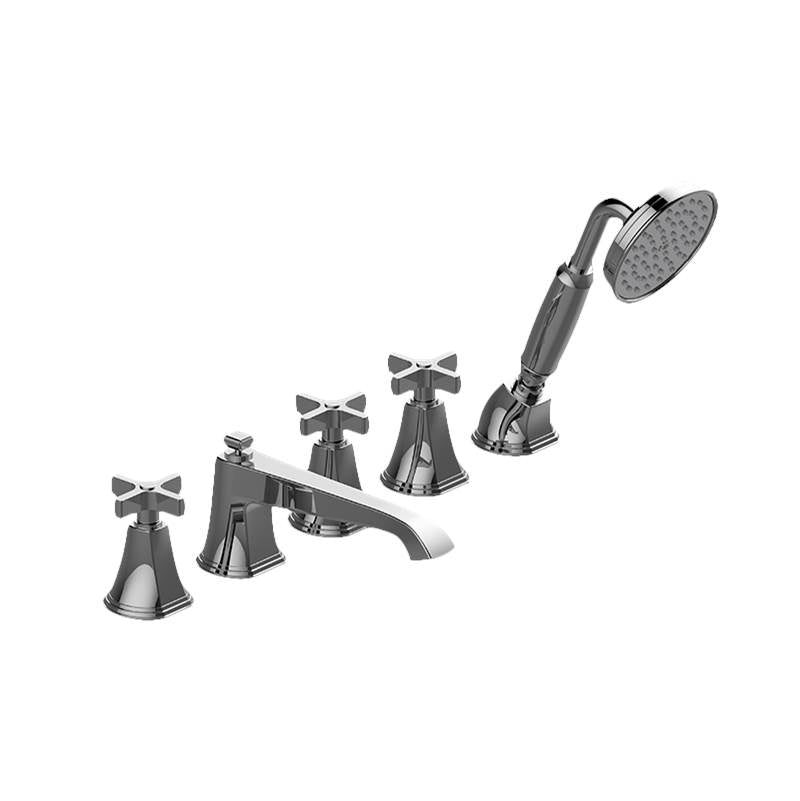 Graff - Finezza UNO Roman Tub Set w/Handshower w/Cross Handle (Rough and Trim) - Warm Bronze Pvd