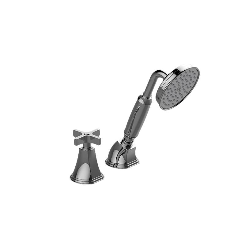 Graff - Finezza UNO Deck-Mounted Handshower & Diverter Set w/Cross Handle (Trim) - Architectural White