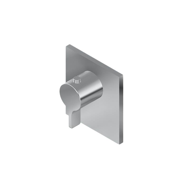 Graff - M-Series Square Thermostatic Valve Trim Plate and Terra Handle - Unfinished Brass