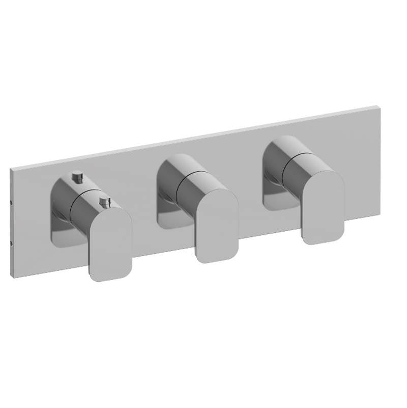 Graff - Sento Square M-Series Valve Trim with Three Handles (Horizontal Orientation) - Architectural White