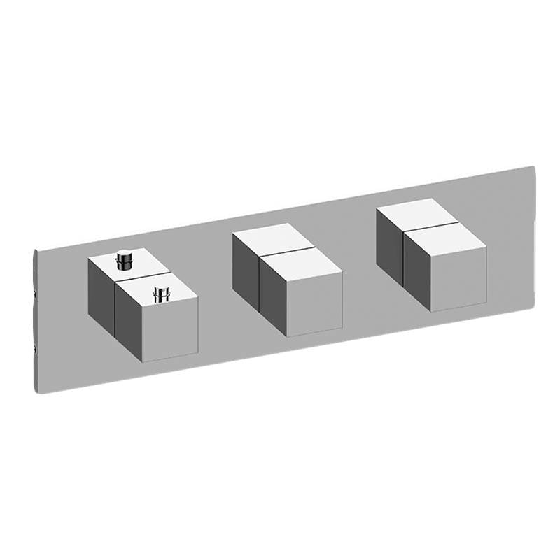 Graff - Incanto Square M-Series Valve Trim with Three Handles (Horizontal Orientation) - Warm Bronze Pvd