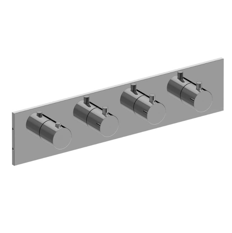 Graff - M.E. Square M-Series Valve Trim with Four Handles (Horizontal Orientation) - Warm Bronze Pvd