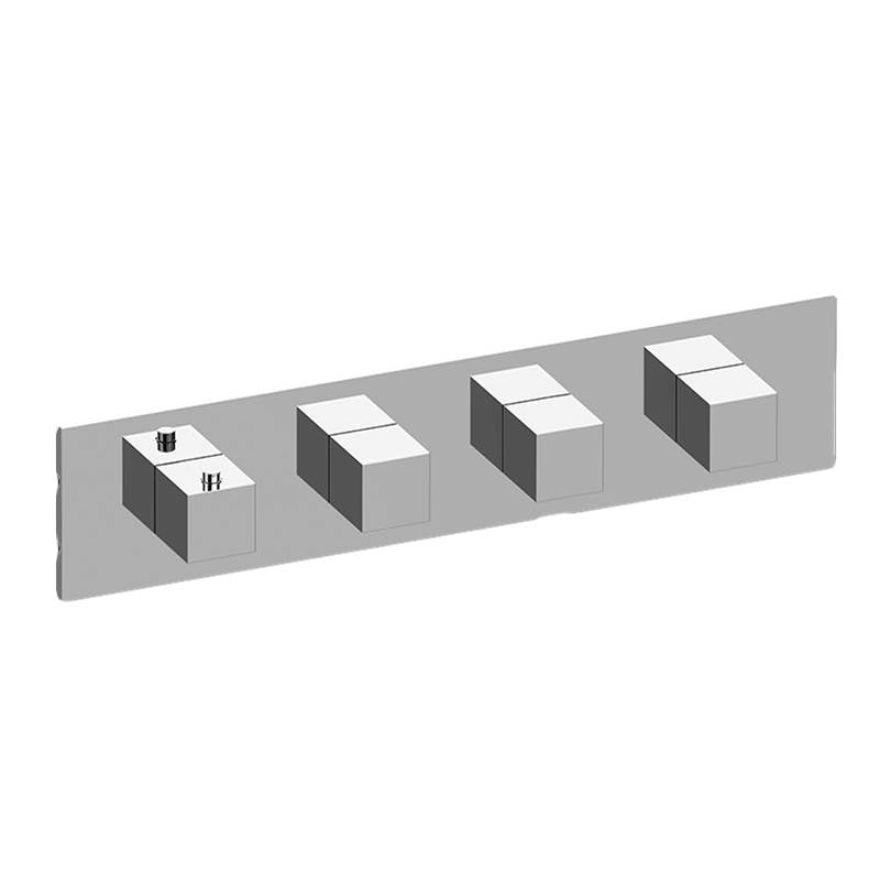 Graff - Incanto Square M-Series Valve Trim with Four Handles (Horizontal Orientation) - Warm Bronze Pvd
