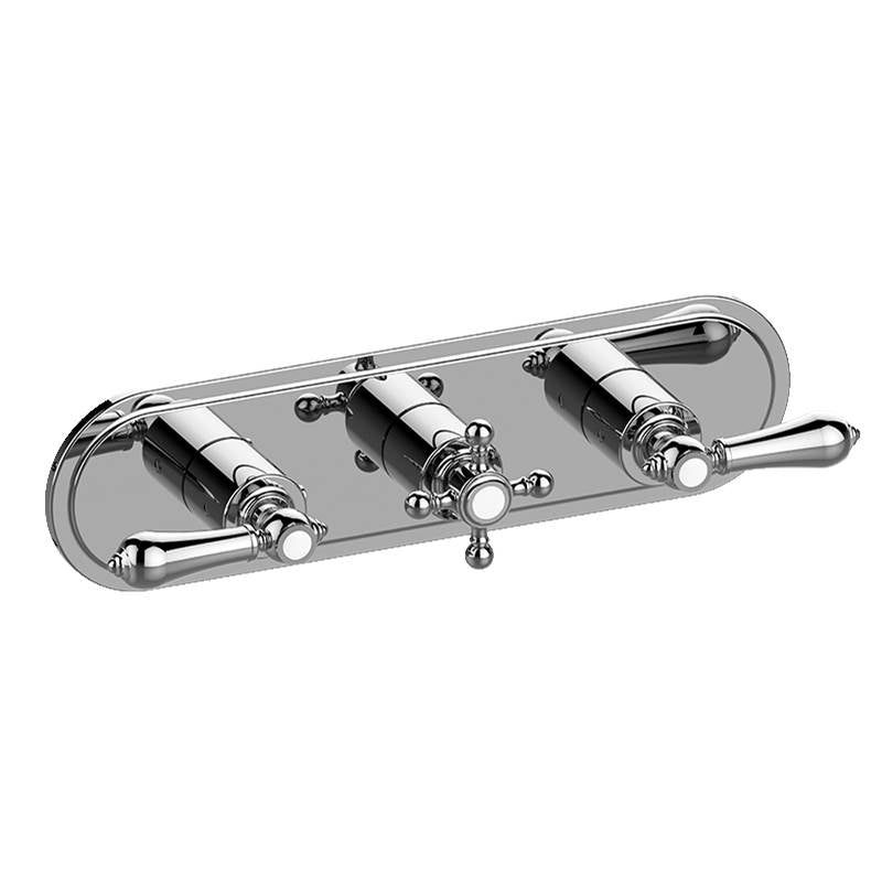 Graff - Adley Traditional M-Series Valve Trim with Three Handles (Horizontal Orientation) - Architectural White