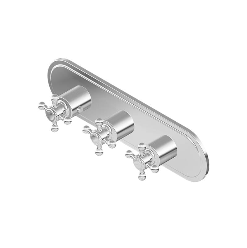 Graff - Adley Traditional M-Series Valve Trim with Three Handles (Horizontal Orientation) - Vintage Brushed Brass