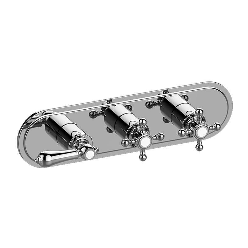 Graff - Adley Traditional M-Series Valve Trim with Three Handles (Horizontal Orientation) - Architectural White