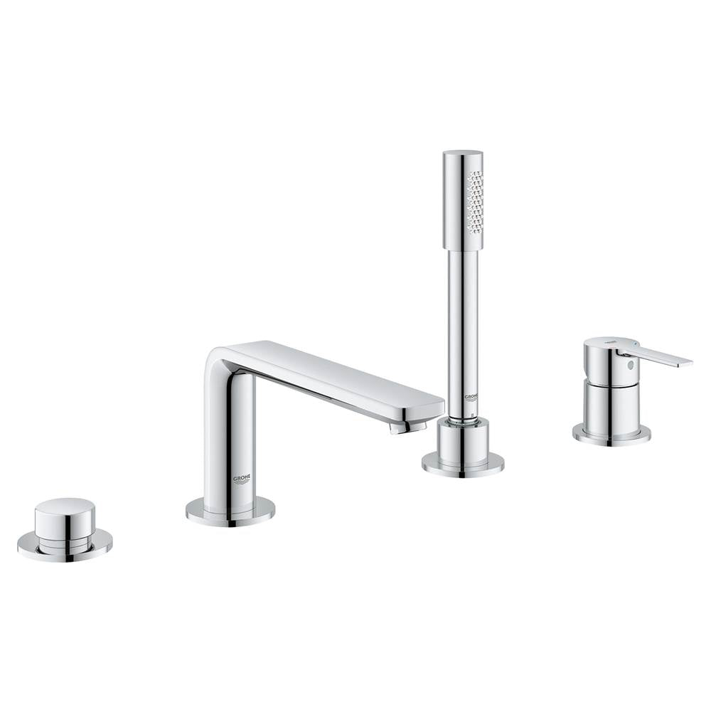 Grohe - 4-Hole Single-Handle Deck Mount Roman Tub Faucet with 1.75 GPM Hand Shower - Chrome