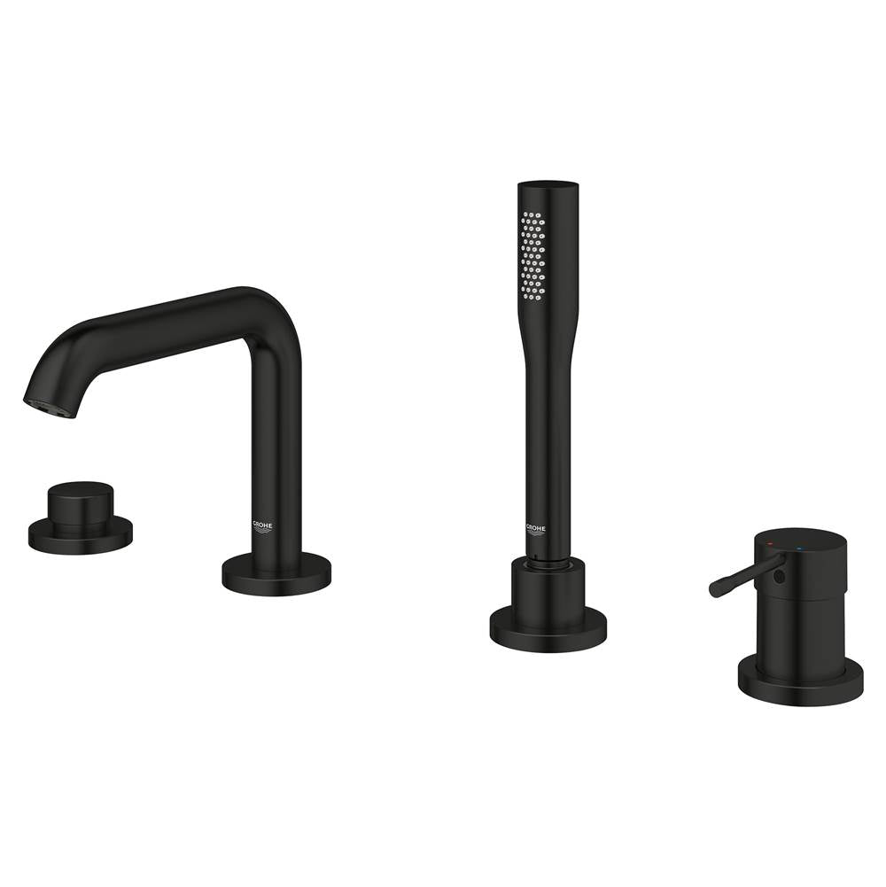 4-Hole Single-Handle Deck Mount Roman Tub Faucet with 1.75 GPM Hand Shower