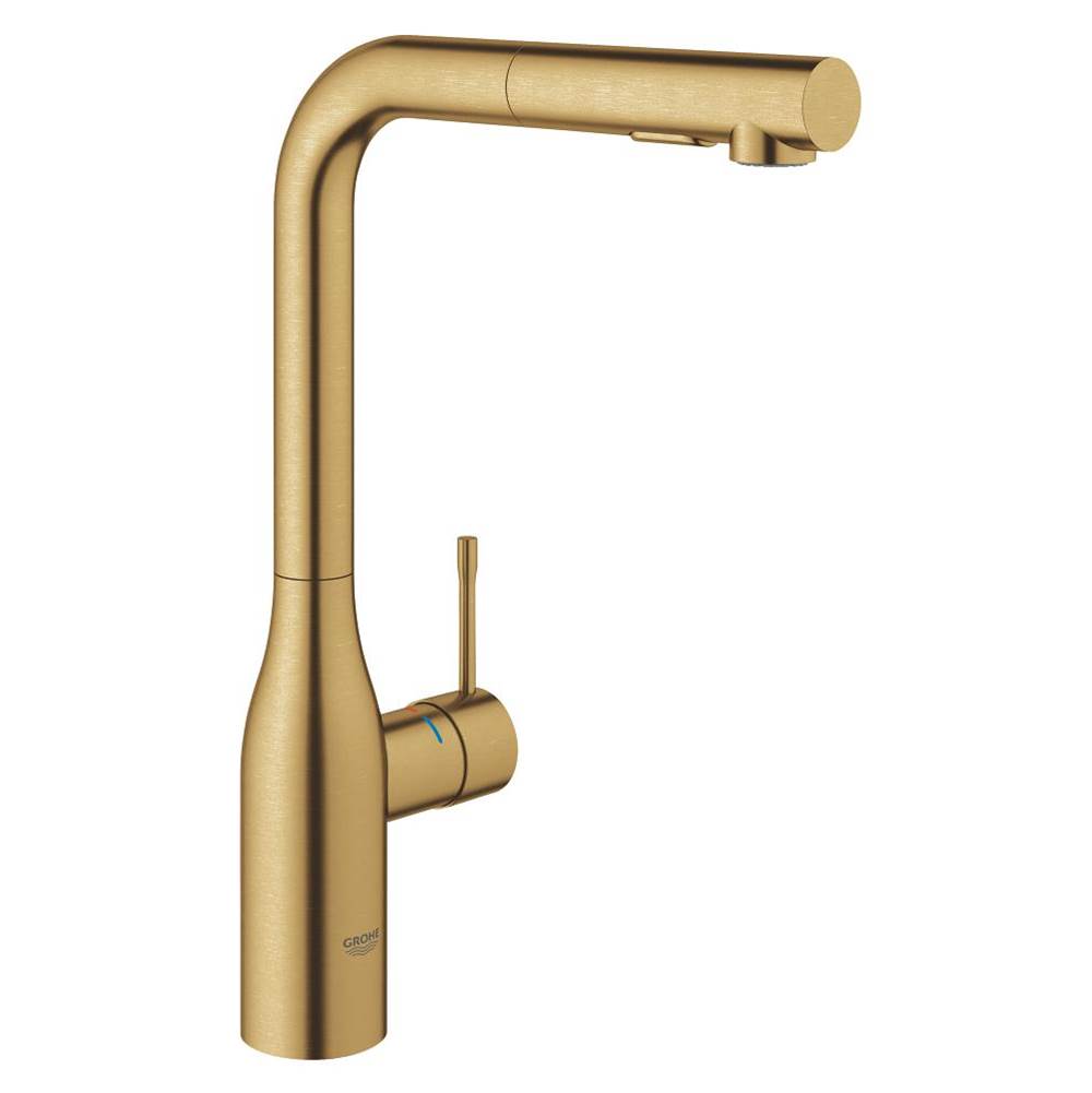 Grohe - Single-Handle Pull-Out Kitchen Faucet Dual Spray 1.75 GPM - Brushed Cool Sunrise
