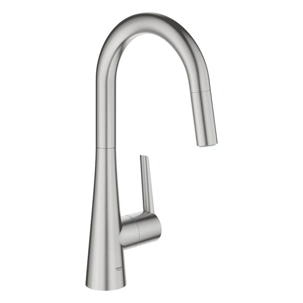 Grohe - Single-Handle Pull Down Kitchen Faucet Dual Spray 1.75 GPM - Supersteel