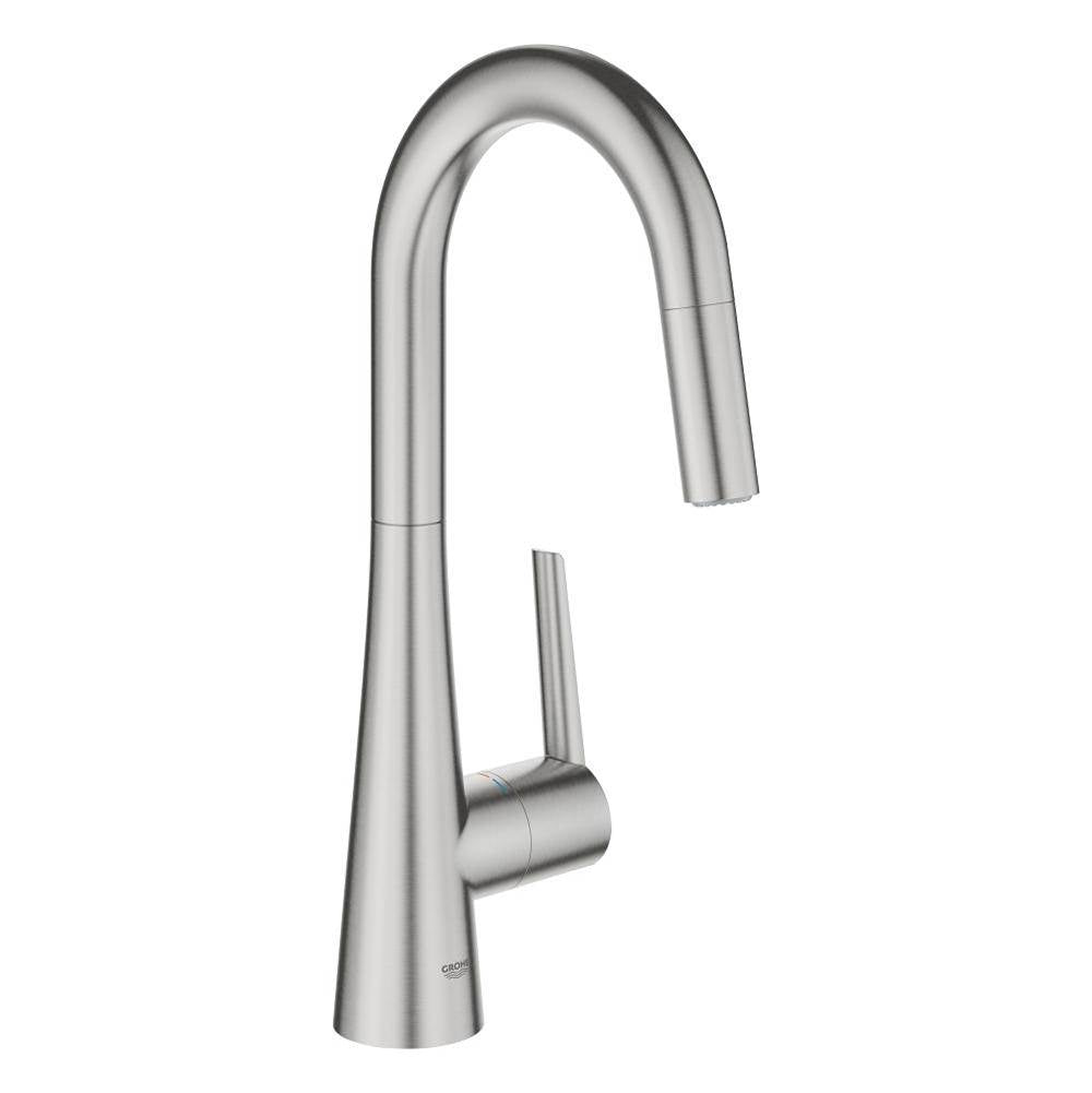 Grohe - Single-Handle Pull Down Dual Spray Prep Faucet 1.75 GPM - Supersteel