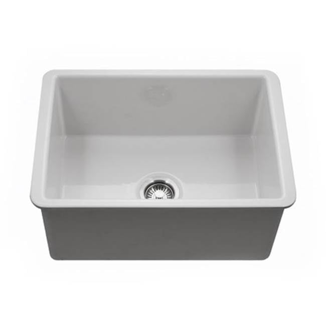 Hamat - Chelsea 26'' Undermount Fireclay Single Bowl Kitchen Sink, White - White