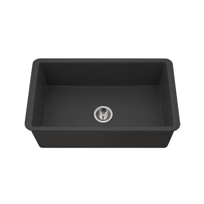 Hamat - Chelsea 32'' Undermount Fireclay Single Mowl Kitchen Sink, Matte Black - Matte Black