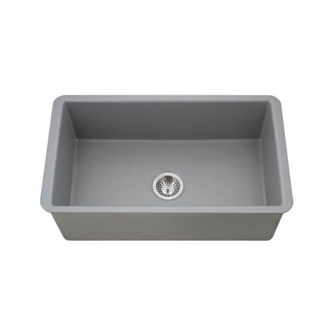 Hamat - Chelsea 32'' Undermount Fireclay Single Bowl Kitchen Sink, Matte Grey - Matte Grey