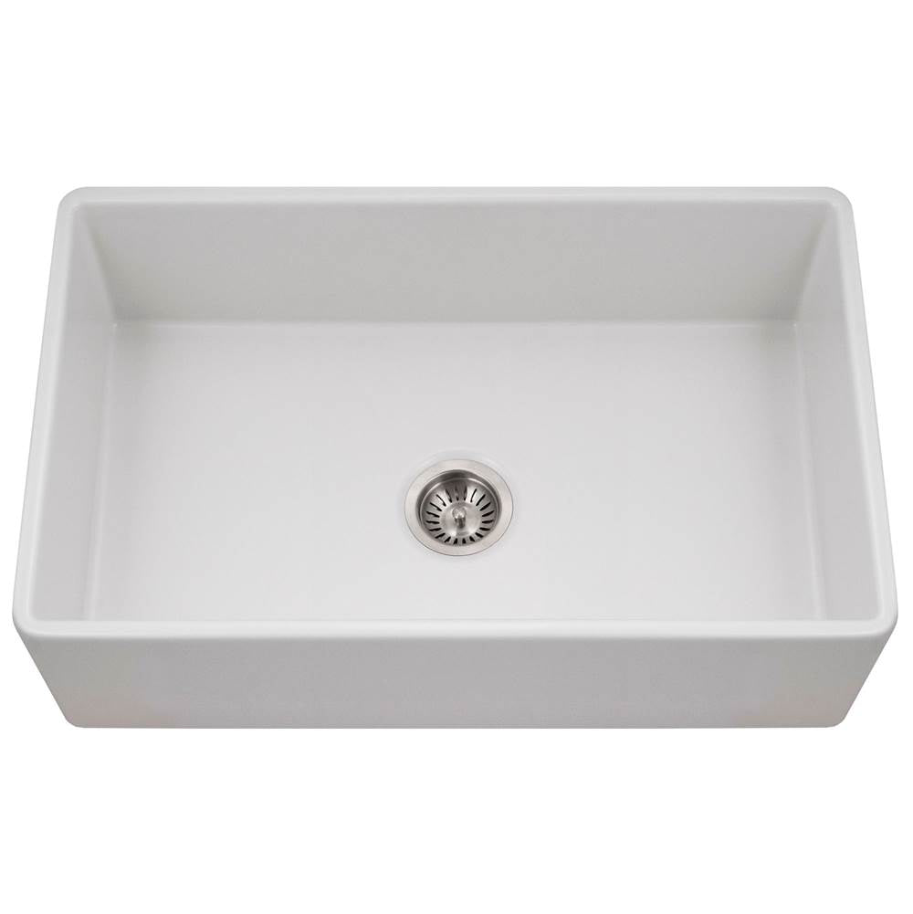 Hamat - Chelsea 33'' Apron-Front Fireclay Single Bowl Kitchen Sink, Matte White - Matte White