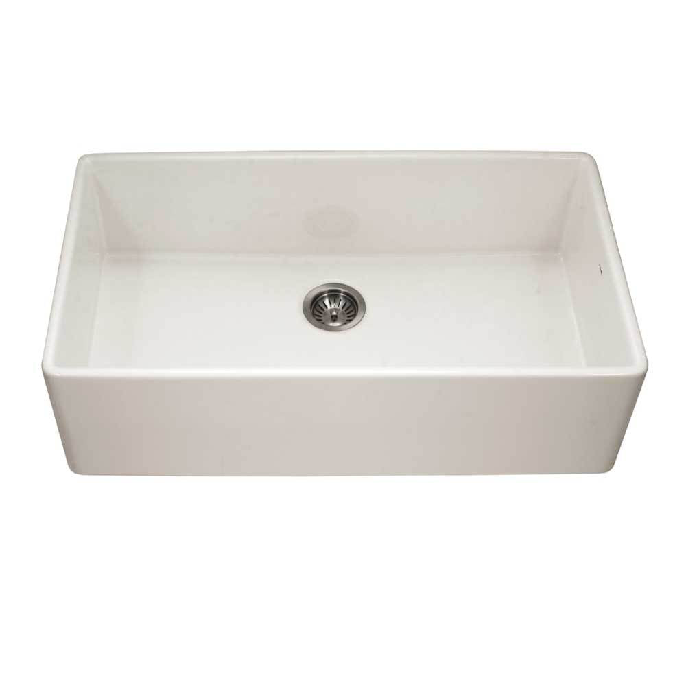 Hamat - Chelsea 36'' Apron-Front Fireclay Single Bowl Kitchen Sink, Biscuit - Biscuit