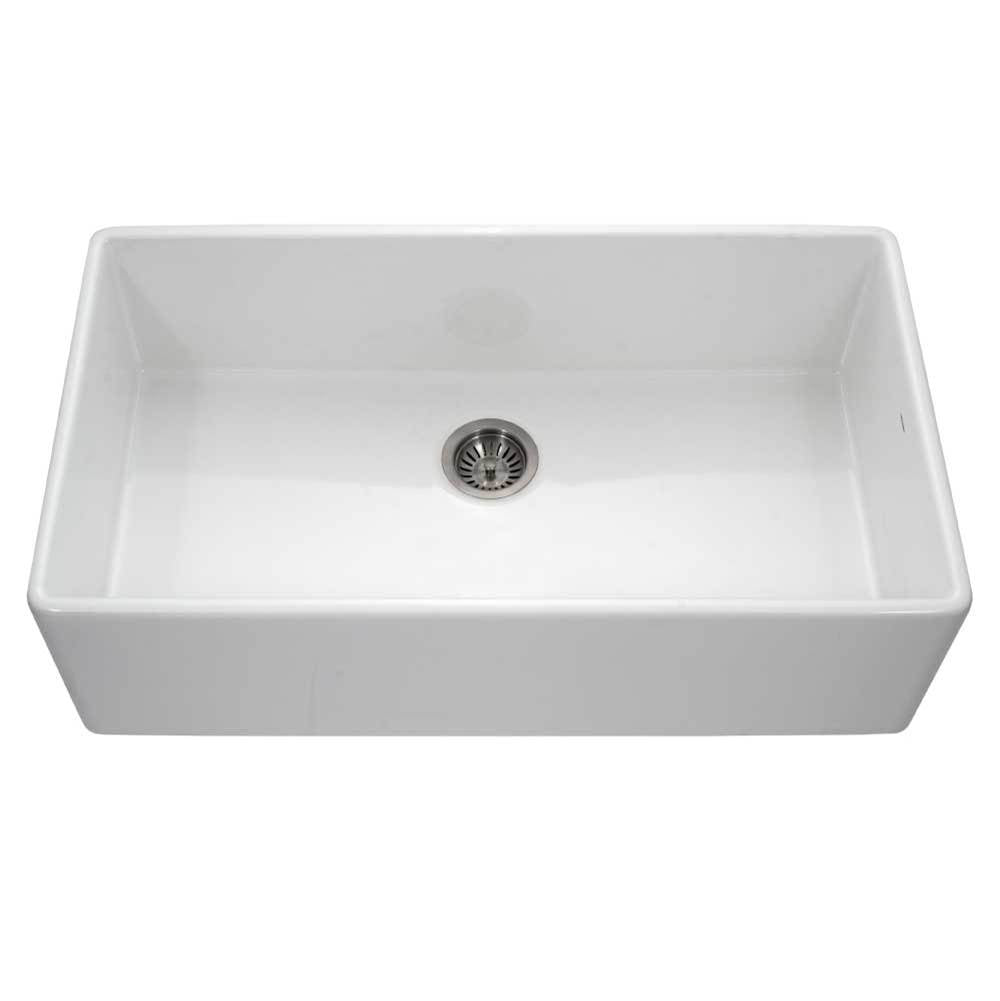 Hamat - Chelsea 36'' Apron-Front Fireclay Single Bowl Kitchen Sink, White - White