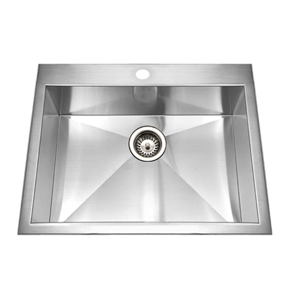 Hamat - Contrive 25'' Zero Radius Topmount Stainless Steel 1-Hole Single Bowl Kitchen Sink - Stainless Steel