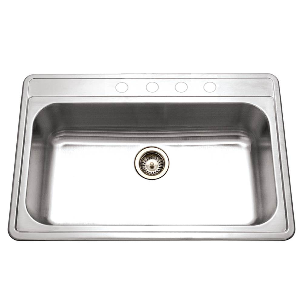 Hamat - Edition 33'' Topmount Stainless Steel 4-Hole Large Single Bowl Kitchen Sink, Bulk Pack - Stainless Steel