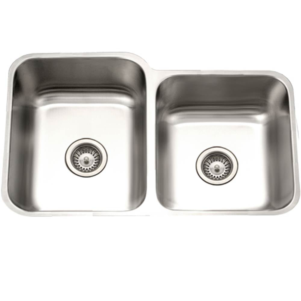 Hamat - Enterprise 32'' Undermount Stainless Steel 60/40 Double Bowl Kitchen Sink, Small Bowl Right, 18 Gauge - Stainless Steel