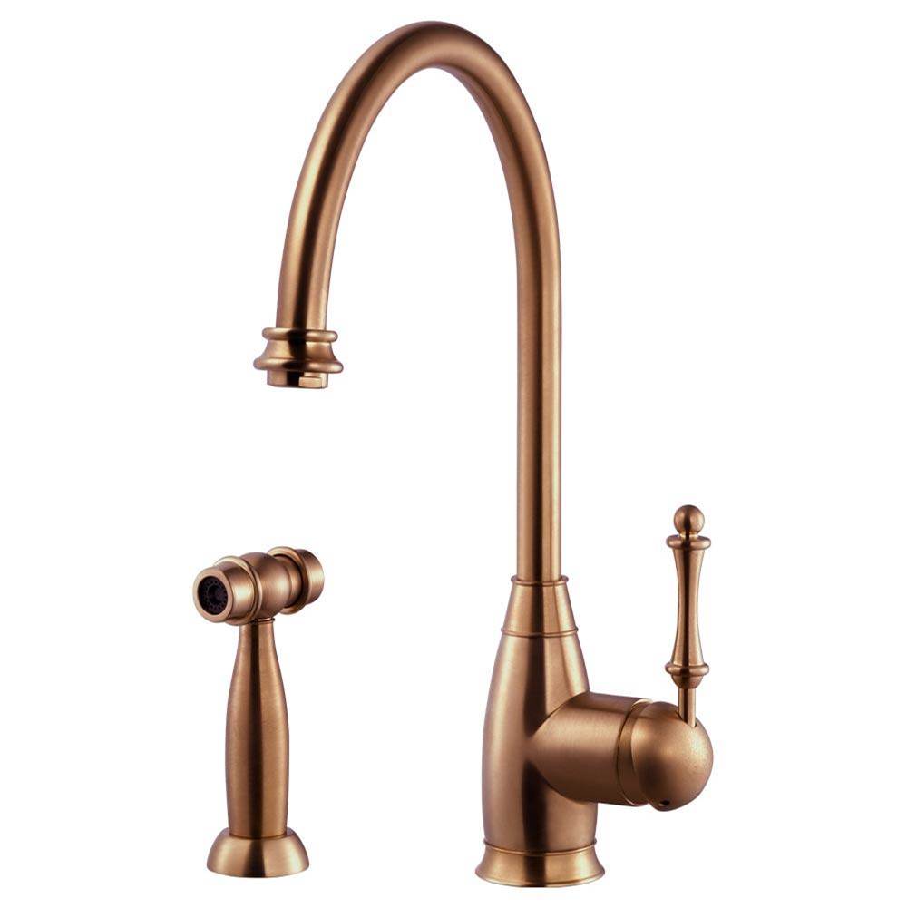 Hamat - Exeter Traditional Brass Single Lever Faucet with Side Spray in Antique Copper - Antique Copper