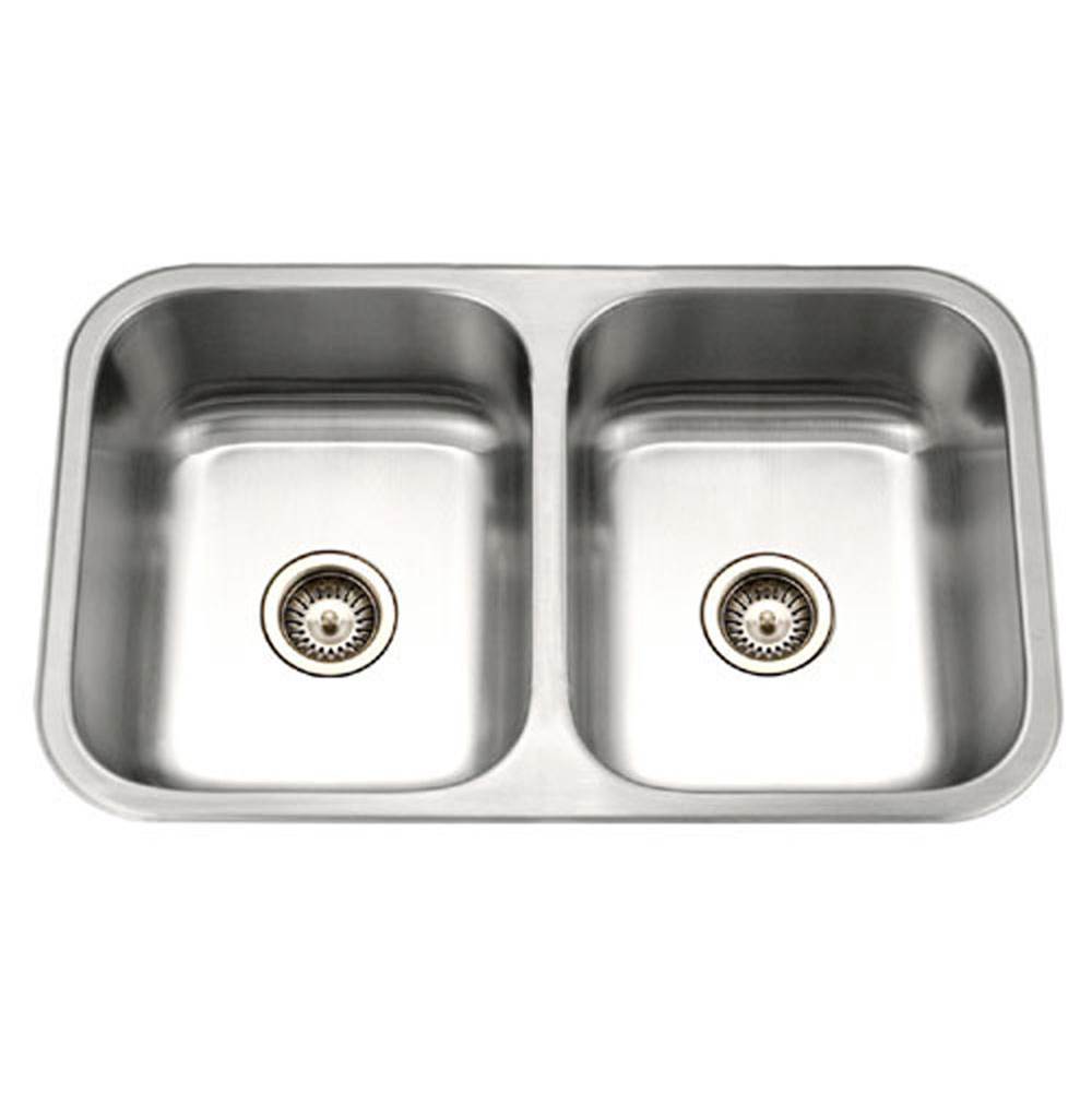 Hamat - Gourmet 32'' Undermount Stainless Steel 50/50 Double Bowl Kitchen Sink, Bulk Pack - Stainless Steel