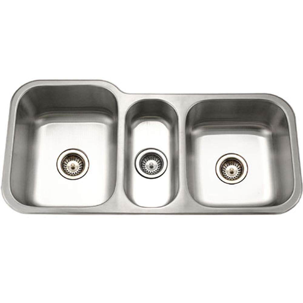 Hamat - Gourmet 40'' Undermount Stainless Steel Triple Bowl Kitchen Sink, Bulk Pack - Stainless Steel