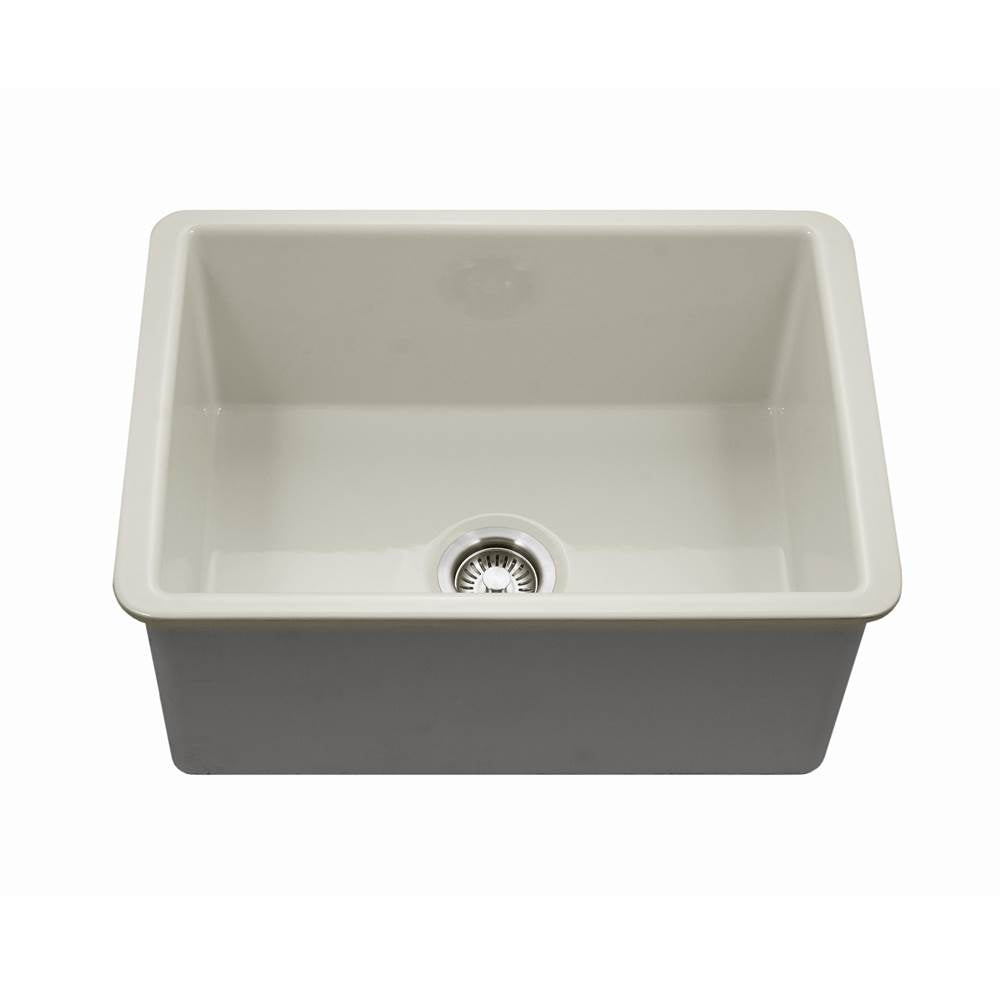 Hamat - Chelsea 26'' Undermount Fireclay Single Bowl Kitchen Sink, Biscuit - White
