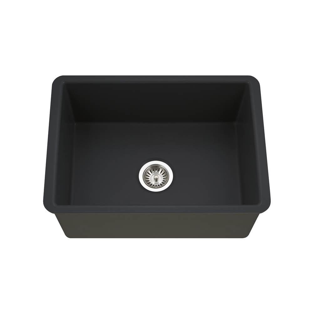 Hamat - Chelsea 26'' Undermount Fireclay Single Bowl Kitchen Sink, Matte Black - Matte Black