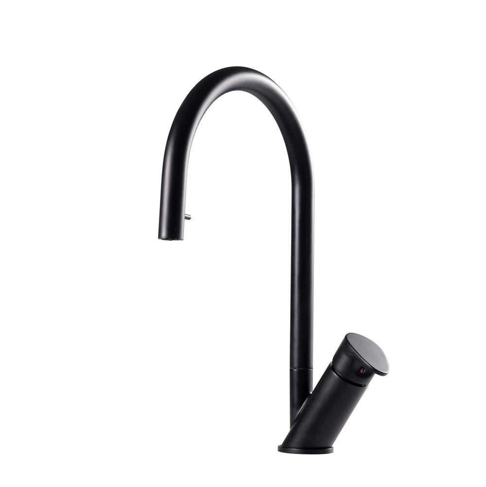 Hamat - Wave Single Function Hidden Pull Down Kitchen Faucet in Matte Black - Matte Black