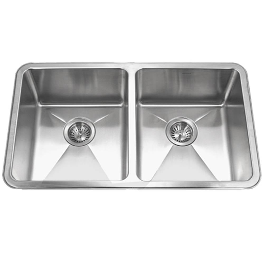 Hamat - Hydrus 32'' 15MM Radius Undermount Stainless Steel 50/50 Double Bowl Kitchen Sink, Bulk Pack - Stainless Steel