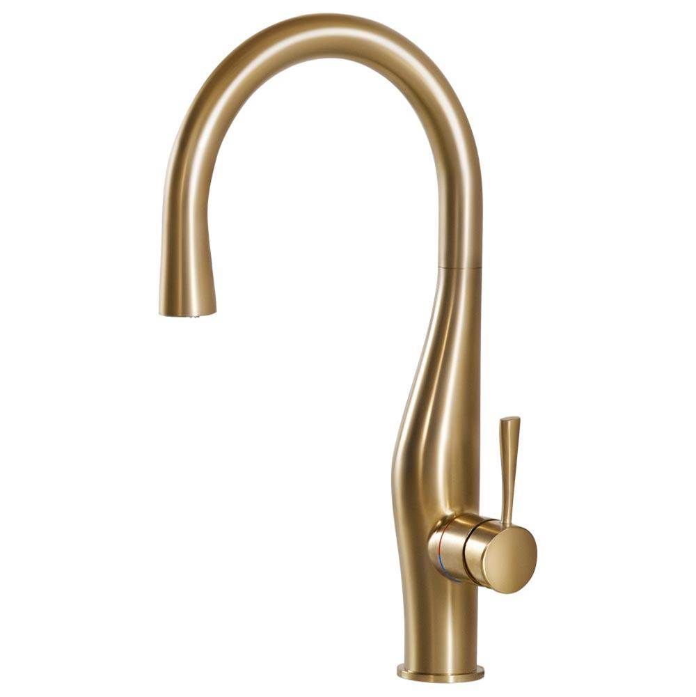Hamat - Imagine Dual Function Hidden Pull Down Kitchen Faucet in Brushed Brass - Brushed Brass