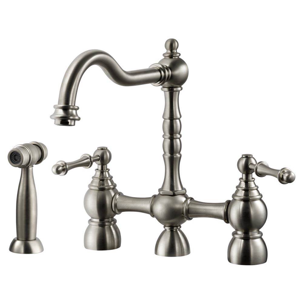 Hamat - Nottingham Two Handle Bridge Faucet with Side Spray in Brushed Nickel - Brushed Nickel