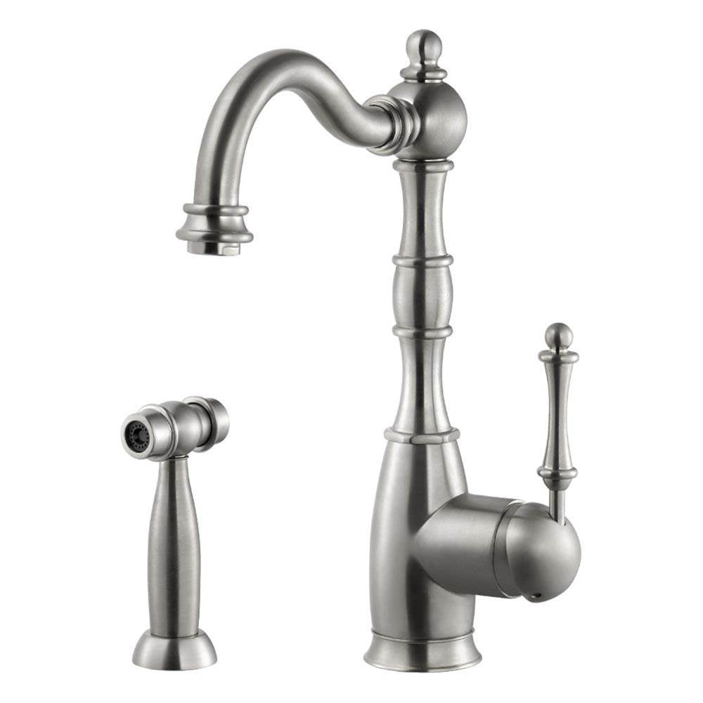 Hamat - Nottingham Traditional Brass Single Lever Faucet with Side Spray in Brushed Nickel - Brushed Nickel