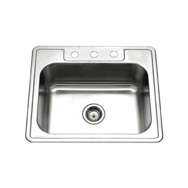 Hamat - Revive 25'' Topmount Stainless Steel 3-hole Single Bowl Kitchen Sink, 7'' Depth - Stainless Steel