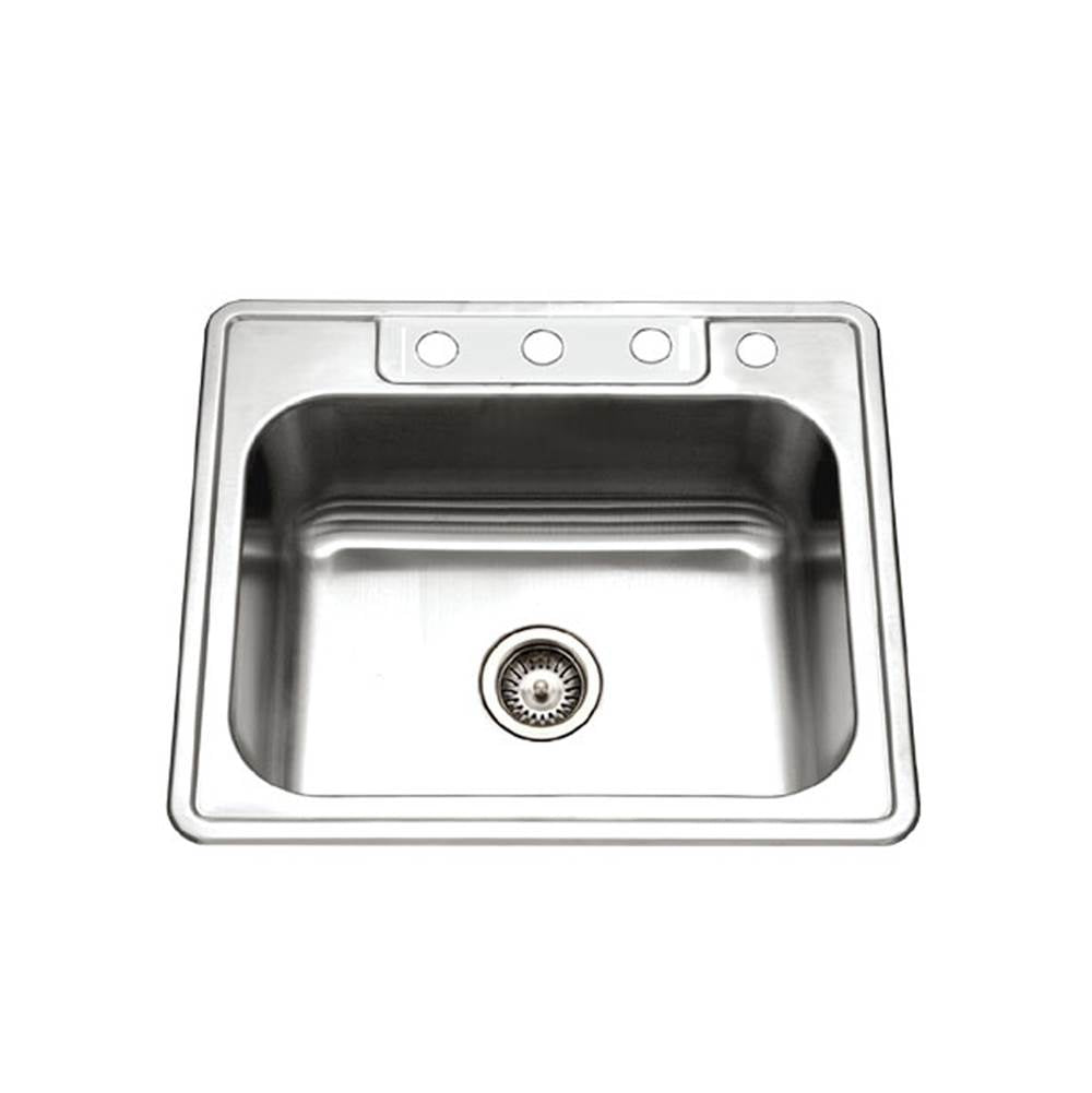 Hamat - Revive 25'' Topmount Stainless Steel 3-hole Single Bowl Kitchen Sink, 9'' Depth - Stainless Steel