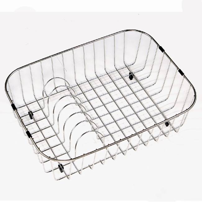 Hamat - 19 1/4'' x 14-1/4'' x 6'' Rinising Basket w/ Plate Rack - Stainless Steel