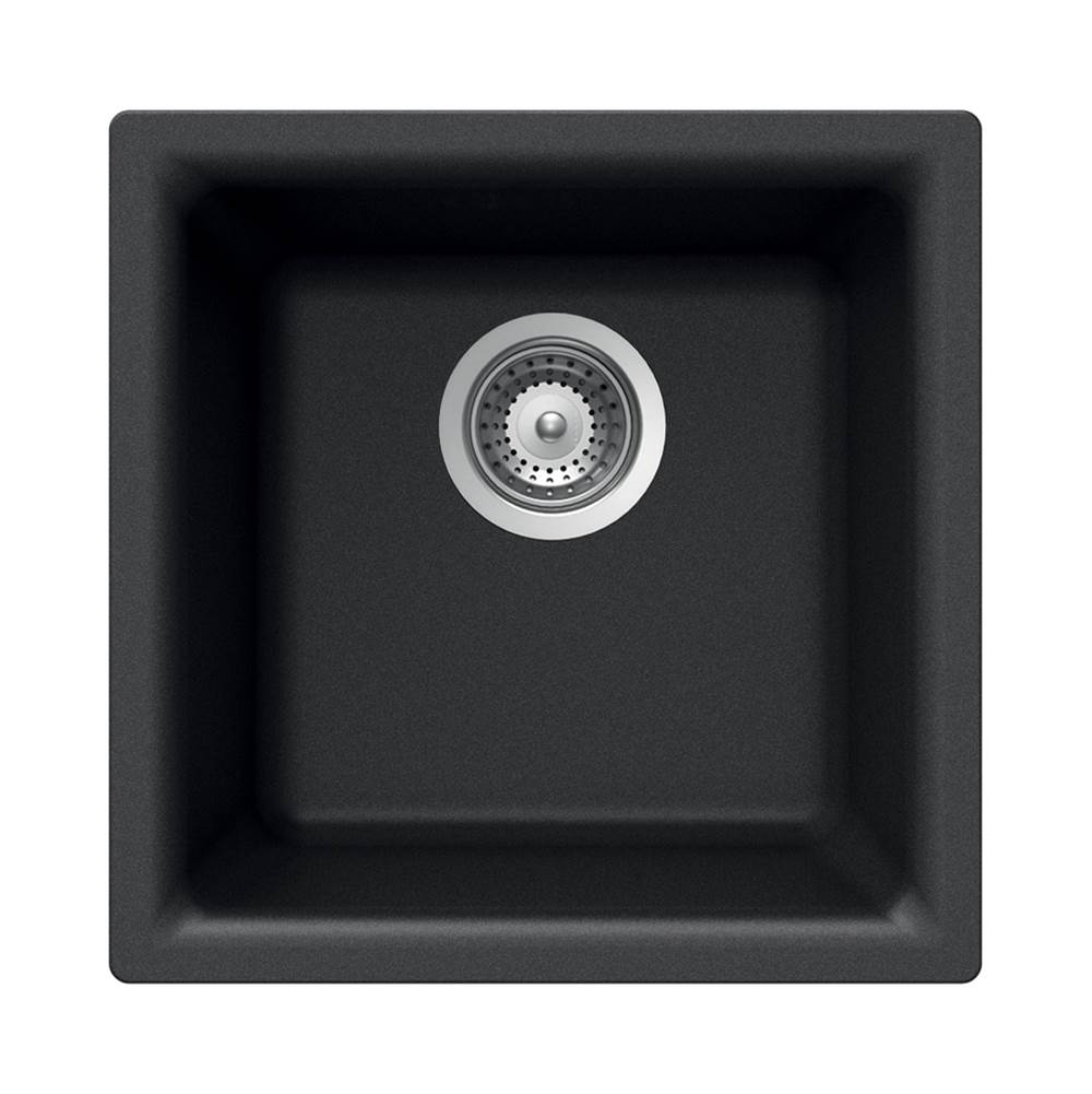 Hamat - SiOStone 16'' Granite Dual Mount Bar/Prep Sink, Black - Black