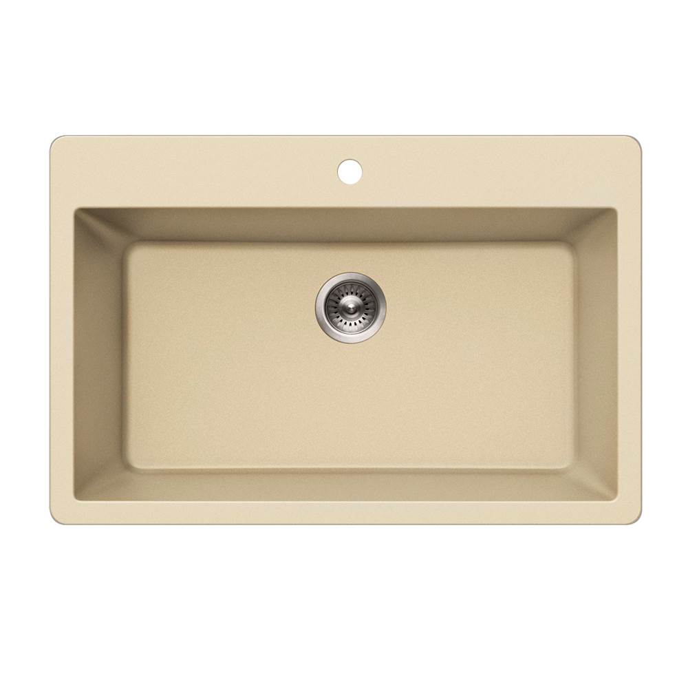 Hamat - SiOStone 33'' Granite Topmount Large Single Bowl Kitchen Sink, Sand - Sand
